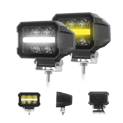 Универсален LED халоген/фар 11см с бяла основна светлина + дневна бял и оранжев цвят 12V/24V E-mark