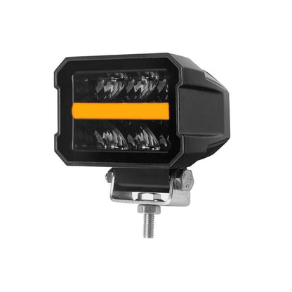 Универсален LED халоген/фар 11см с бяла основна светлина + габаритна в червен и оранжев цвят 12V/24V E-mark