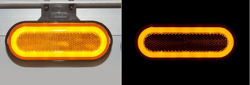 LED Светодиоден Габарит, Мигач, със Стойка, Маркер, Оранжев, Вграден Рефлектор, Е-Mark, Ефект Неон, Водоустойчив, 12V-24V