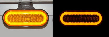 LED Светодиоден Габарит, Мигач, със Стойка, Маркер, Оранжев, Вграден Рефлектор, Е-Mark, Ефект Неон, Водоустойчив, 12V-24V