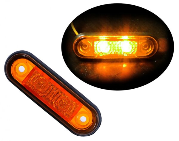 ORANGE LED de marcare laterală cu LED-uri pentru autobuz pentru autobuz cu platformă camion remorcă autobuz - 75mm x 22mm - 24V