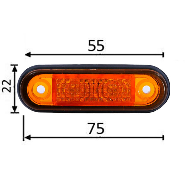 ORANGE LED de marcare laterală cu LED-uri pentru autobuz pentru autobuz cu platformă camion remorcă autobuz - 75mm x 22mm - 24V - imagine 2