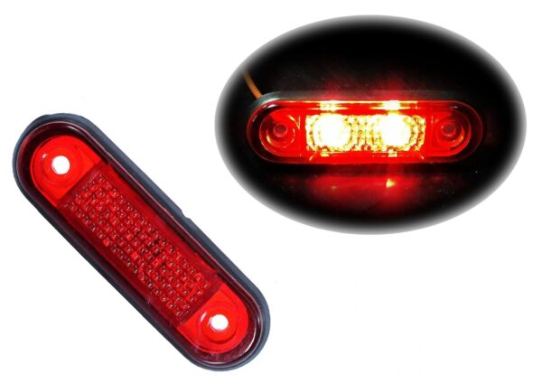 ROȘU cu LED-uri de marker spate Tokos Gauge pentru autobuz Flatbed Truck Trailer Bus - 75mm x 22mm - 24V