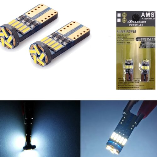 Set de 2 becuri T10 Led 15 SMD LED-uri W5W 12V lumina albă în blister