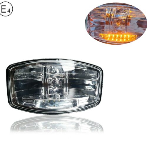 1 unitate faruri cu halogen 12V-24V cu bec H7 + 6 lumini de marcare cu LED-uri galbene E-Mark pentru camioane, tractoare, excavatoare, mașini agricole etc.