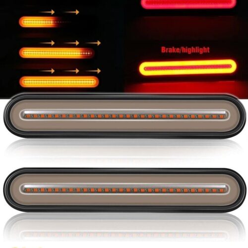 Комплект тънки LED светодиодни стопове стоп задна светлина с динамичен Бягащ Мигач Неон Neon Ефект 12V-24V