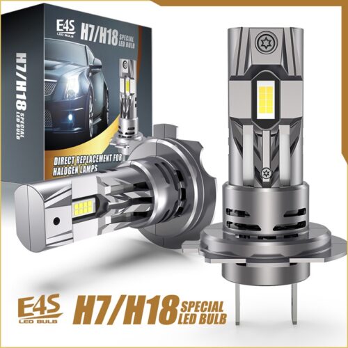 Комплект от 2 броя Умалени Мини LED Диодни Крушки E4S H7 H18 Х7 Х18 12V 50W 15000lm за Автомобил Мотоциклет Трактор Камион Бус и др.