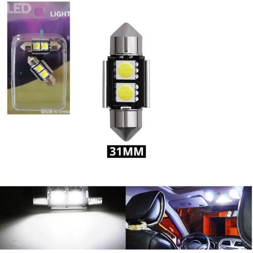 Set de 2 becuri cu LED-uri 2 SMD 5050 31mm 12V fără erori fără erori în blister