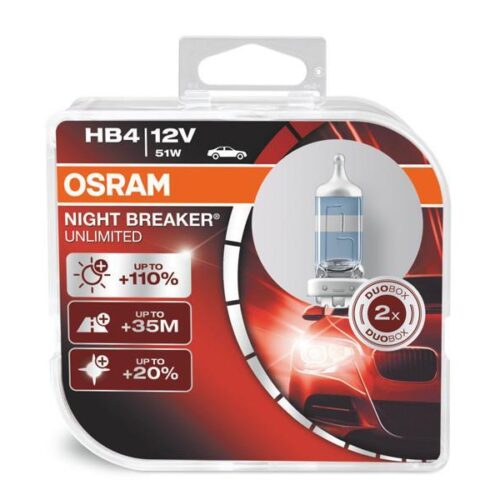 Комплект 2 броя халогенни крушки Osram HB4 Night Breaker Unlimited 12V, 51W, P22d