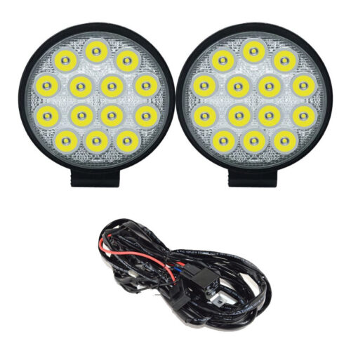 Комплект Кръгли LED 4″ халогени 42W + К-кт окабеляване за led халогени