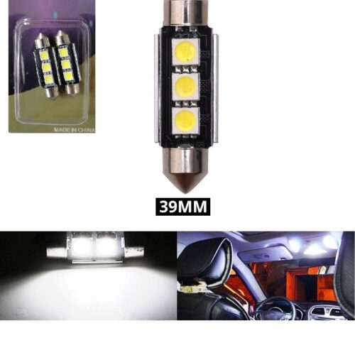 Set de 2 becuri cu LED-uri 3 SMD 5050 39mm 12V fără erori în blister