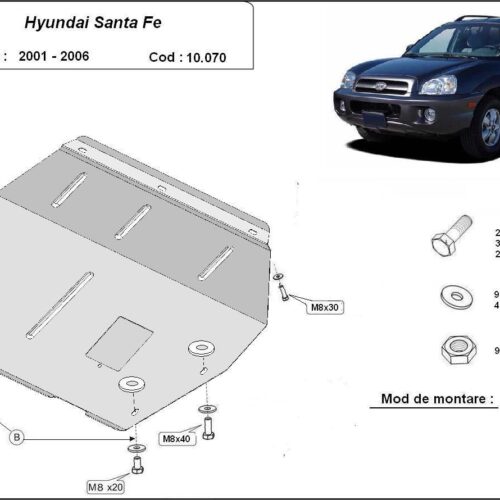 Метална кора под двигател и скоростна кутия HYUNDAI SANTA FE от 2001 до 2005